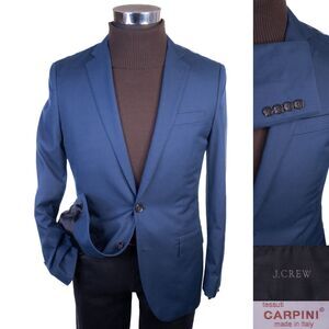 J Crew Blazer Solid Blue Ludlow Casual Jacket Italian Cotton 36S Sport Coat NWT